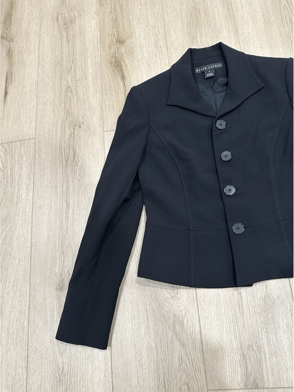 VTG Ralph Lauren Black Label Wool Blend Stretch Blazer Jacket Made In USA Sz 8 - Picture 4 of 15